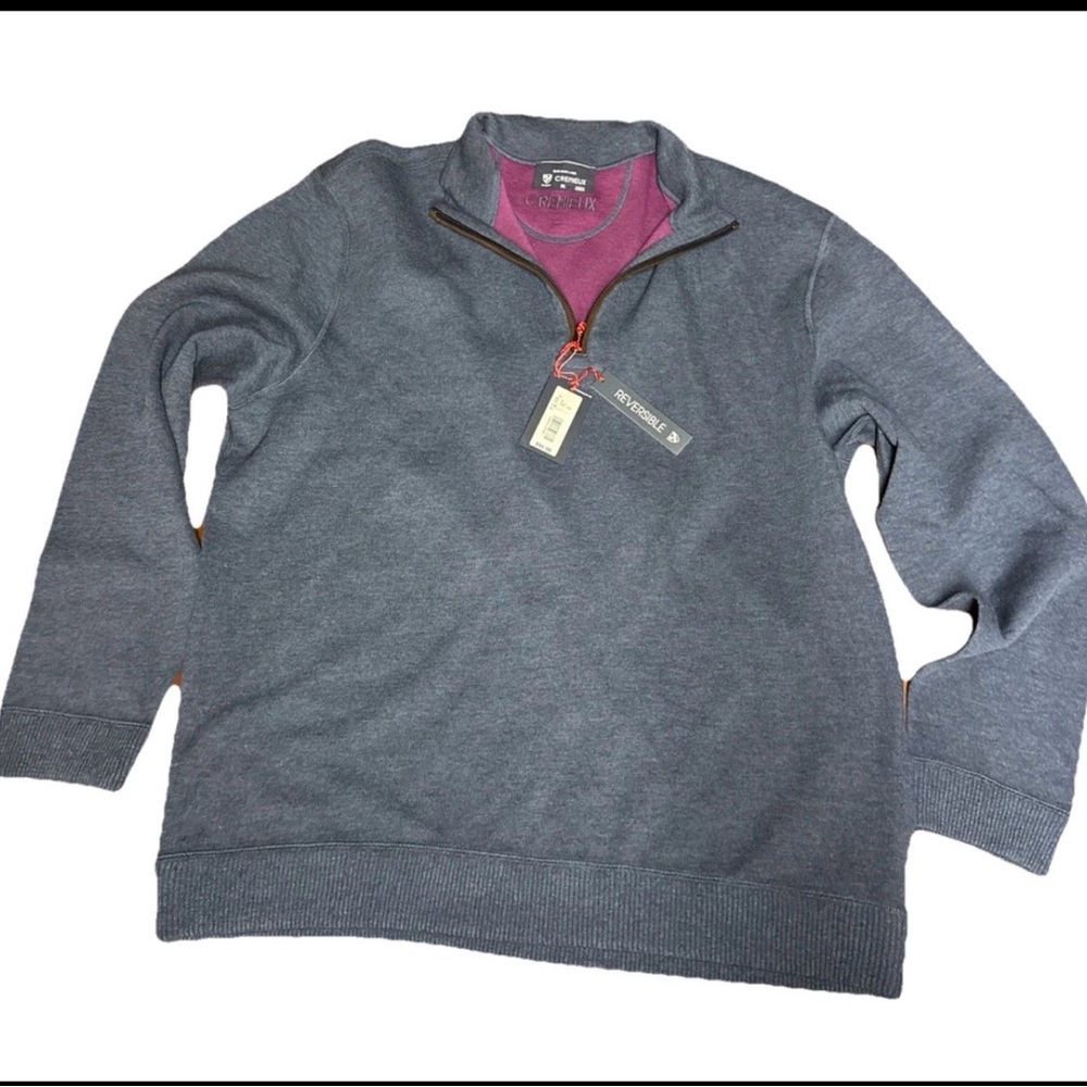 NWT Cremieux Reversible Purple Navy Cotton sweater XL Mens Dadcore Academia Prep